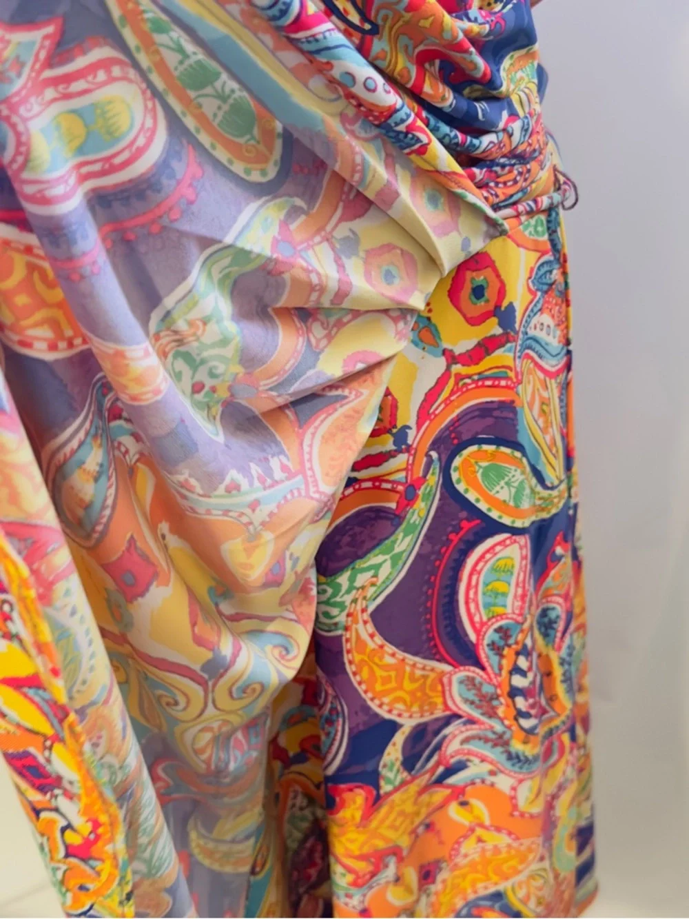 Ralph Lauren Womans Multi Color Stretch Mock Wrap Sundress SZ XL Sleeveless Belt - Picture 4 of 15